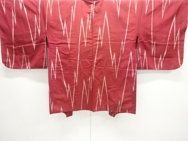 JAPANESE ANTIQUE OMESHI HAORI / TAISHO ROMAN STYLE / SILK / WOVEN LINE DRAWING